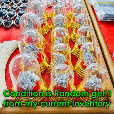 Leklai White Silver Bunch Wealthy Charm Gambling Rich Somporn Thai Amulet #17724